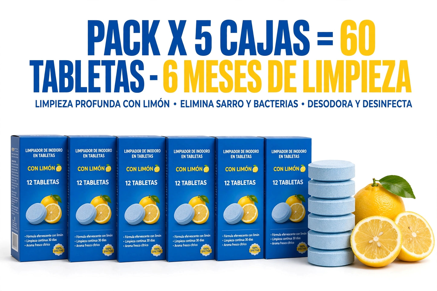 PASTILLAS LIMPIADORAS PARA INODORO X 5 CAJAS.