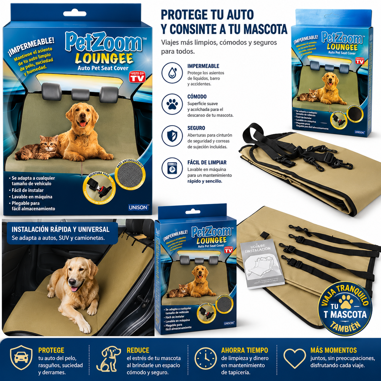 CUBRE ASIENTO DE AUTO PARA MASCOTAS