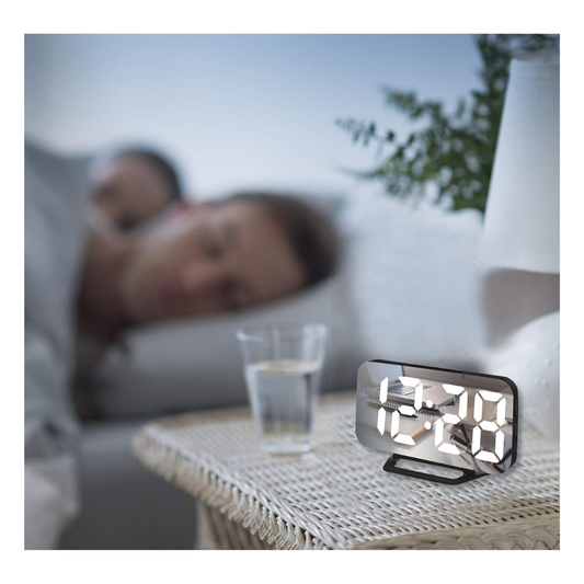 RELOJ DESPERTADOR DIGITAL CON ESPEJO.