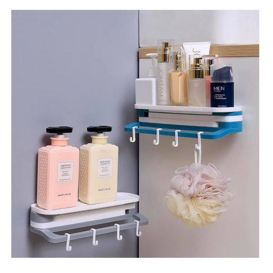 ORGANIZADOR DE BAÑO CON BASE Y GANCHOS.
