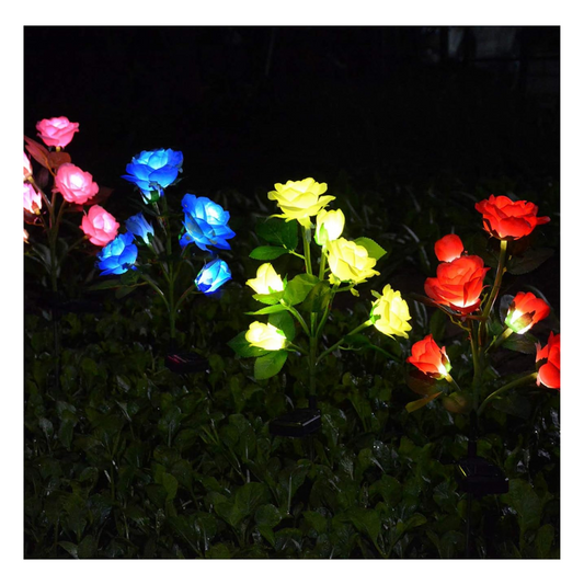 LUCES SOLARES DE ROSAS PARA JARDIN.