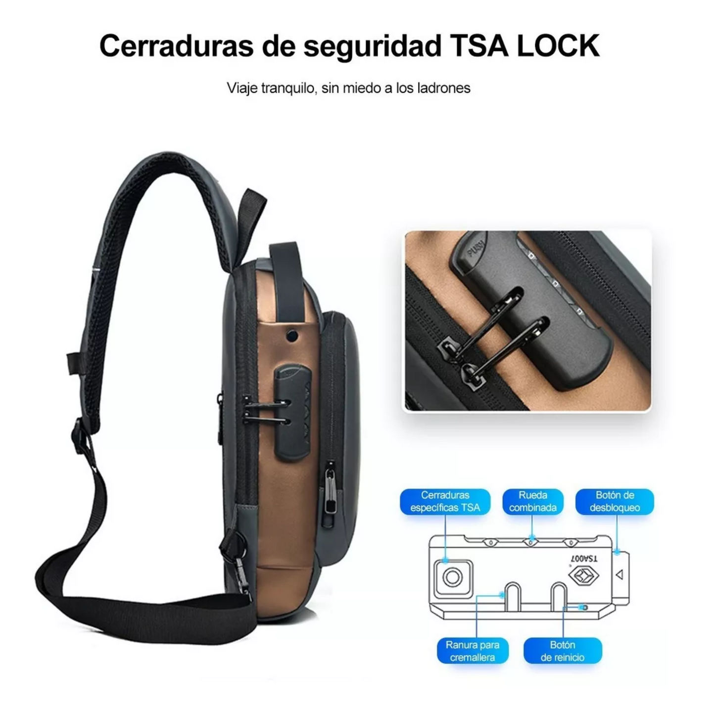 BOLSO BANDOLERA ANTIRROBO IMPERMEABLE.