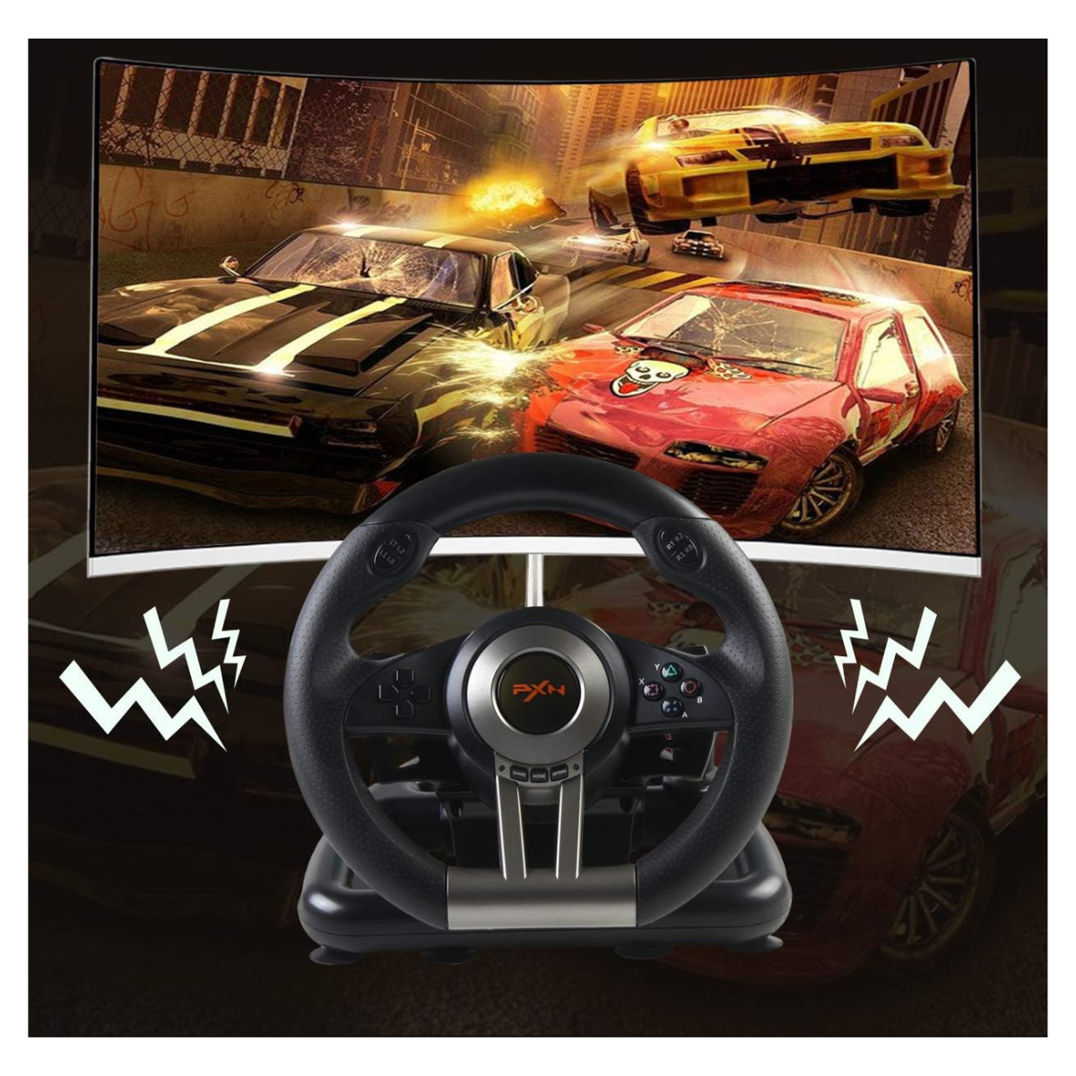 VOLANTE GAMER PEDALES + PALANCA PXN.