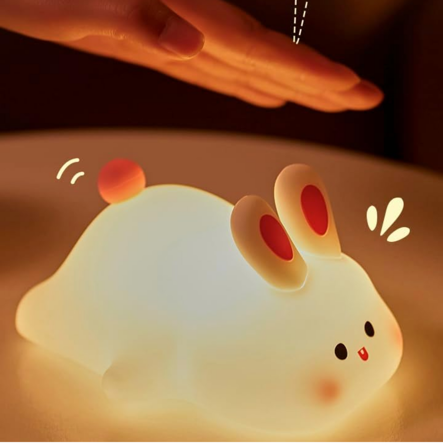 LAMPARA CON FORMA DE CONEJO LUZ NOCTURNA SENSORIAL.