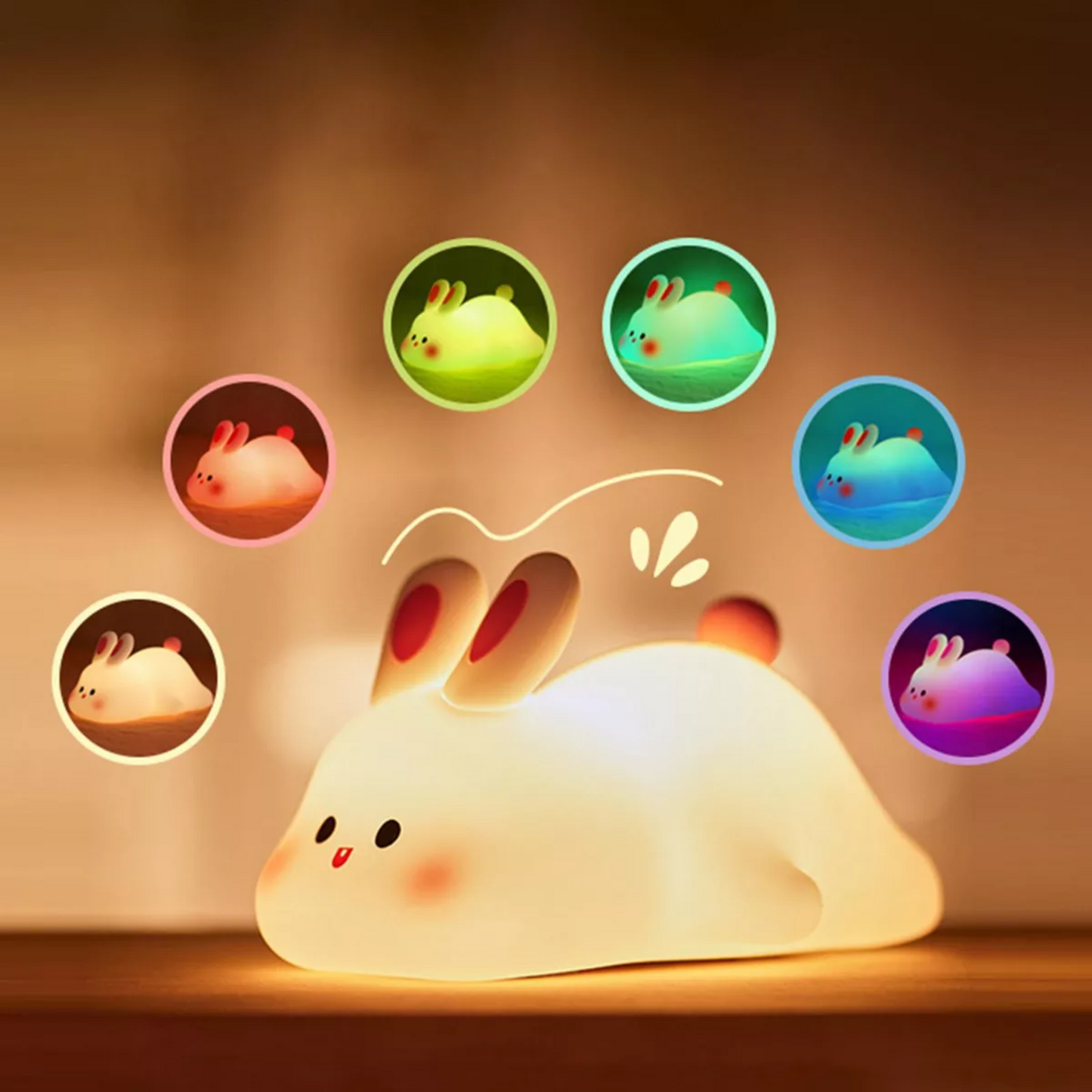 LAMPARA CON FORMA DE CONEJO LUZ NOCTURNA SENSORIAL.