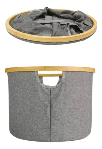 CESTO PLEGABLE CIRCULAR BAMBU 46x35 CM.