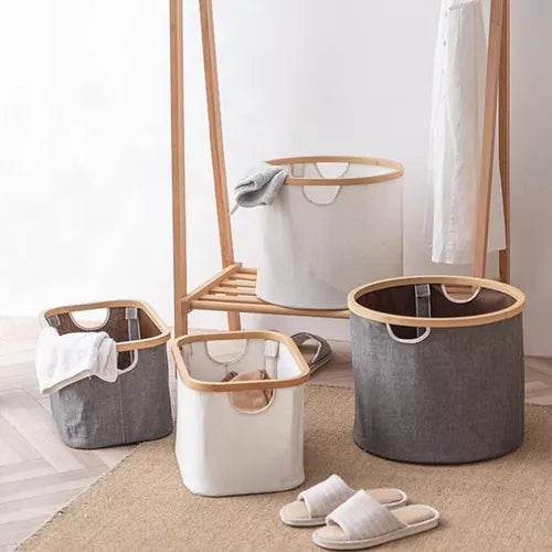 CESTO PLEGABLE CIRCULAR BAMBU 46x35 CM.