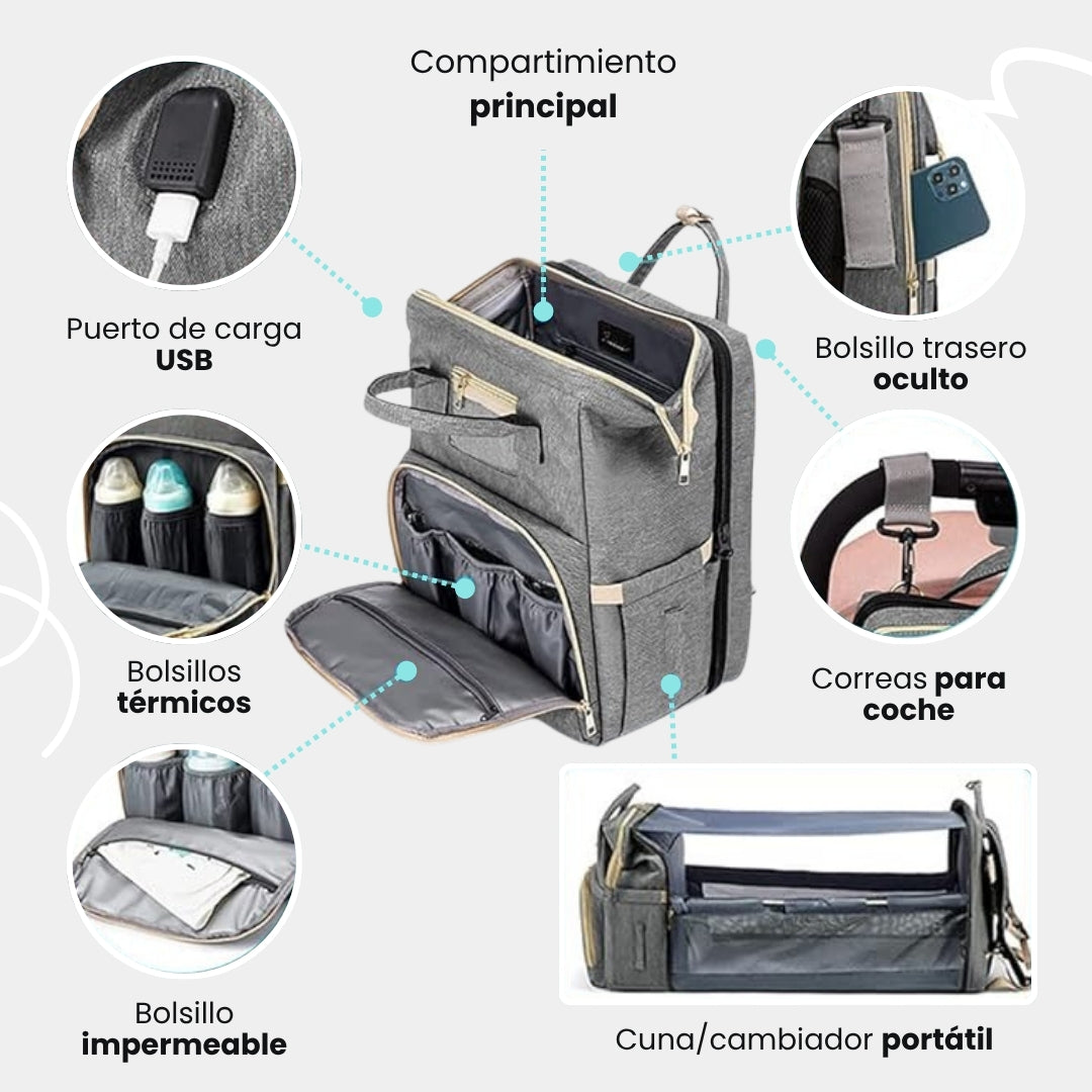 PAÑALERA CON CAMBIADOR PLEGABLE MULTIUSO.