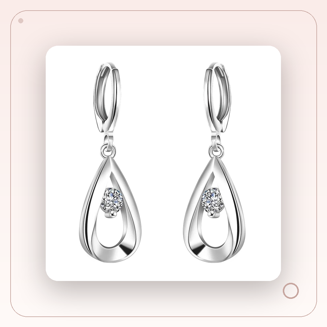 AROS DE GOTAS CIRCON BLANCO PLATEADO.