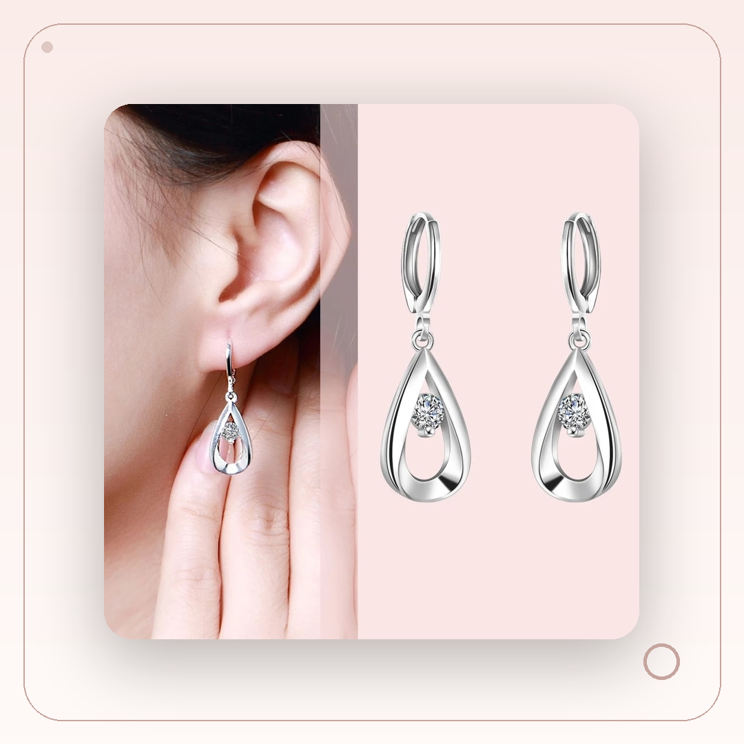 AROS DE GOTAS CIRCON BLANCO PLATEADO.