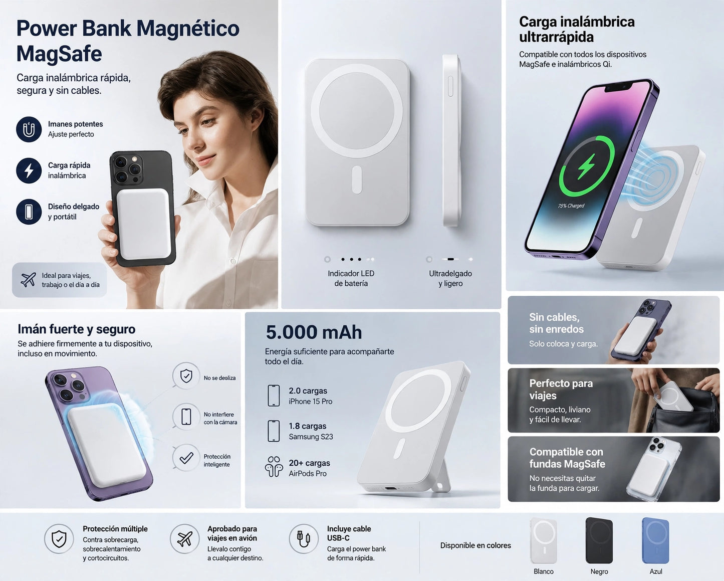 POWER BANK MAGNETICO MAGSAFE INALAMBRICO.
