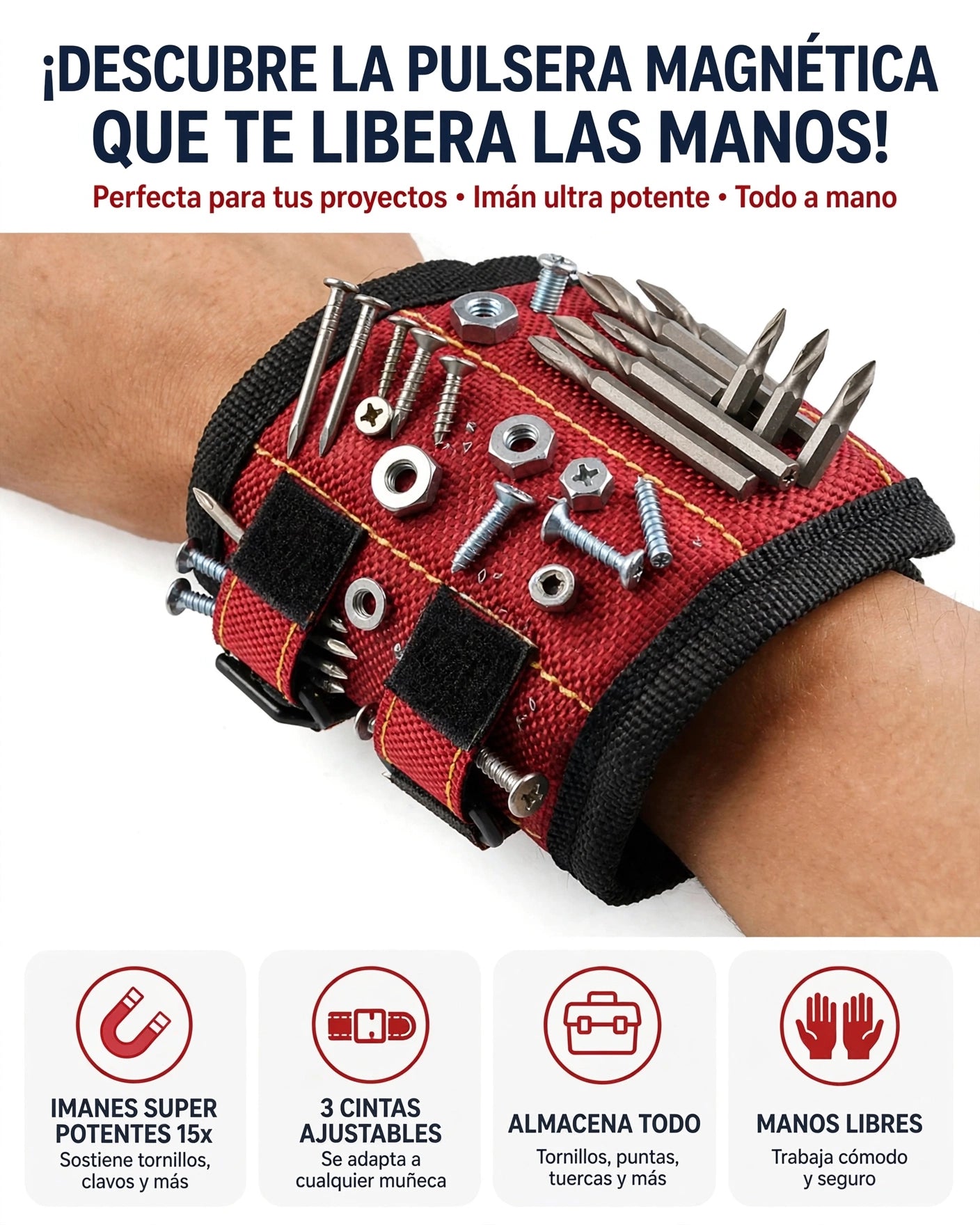PULSERA CON IMAN PARA TORNILLOS, CLAVOS, ETC.