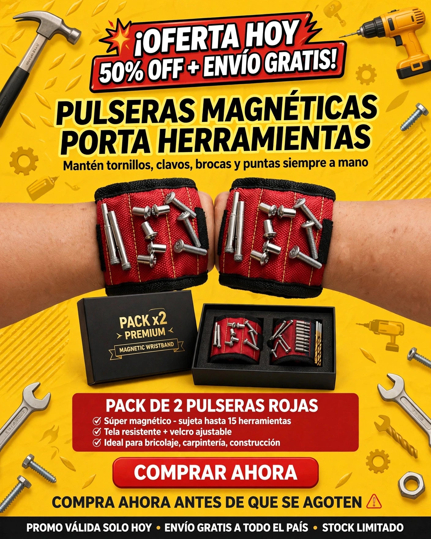 PULSERA CON IMAN PARA TORNILLOS, CLAVOS, ETC.