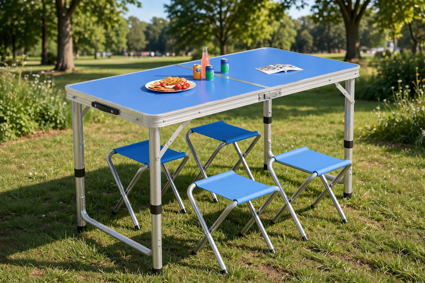 MESA PLEGABLE CON 4 SILLAS.
