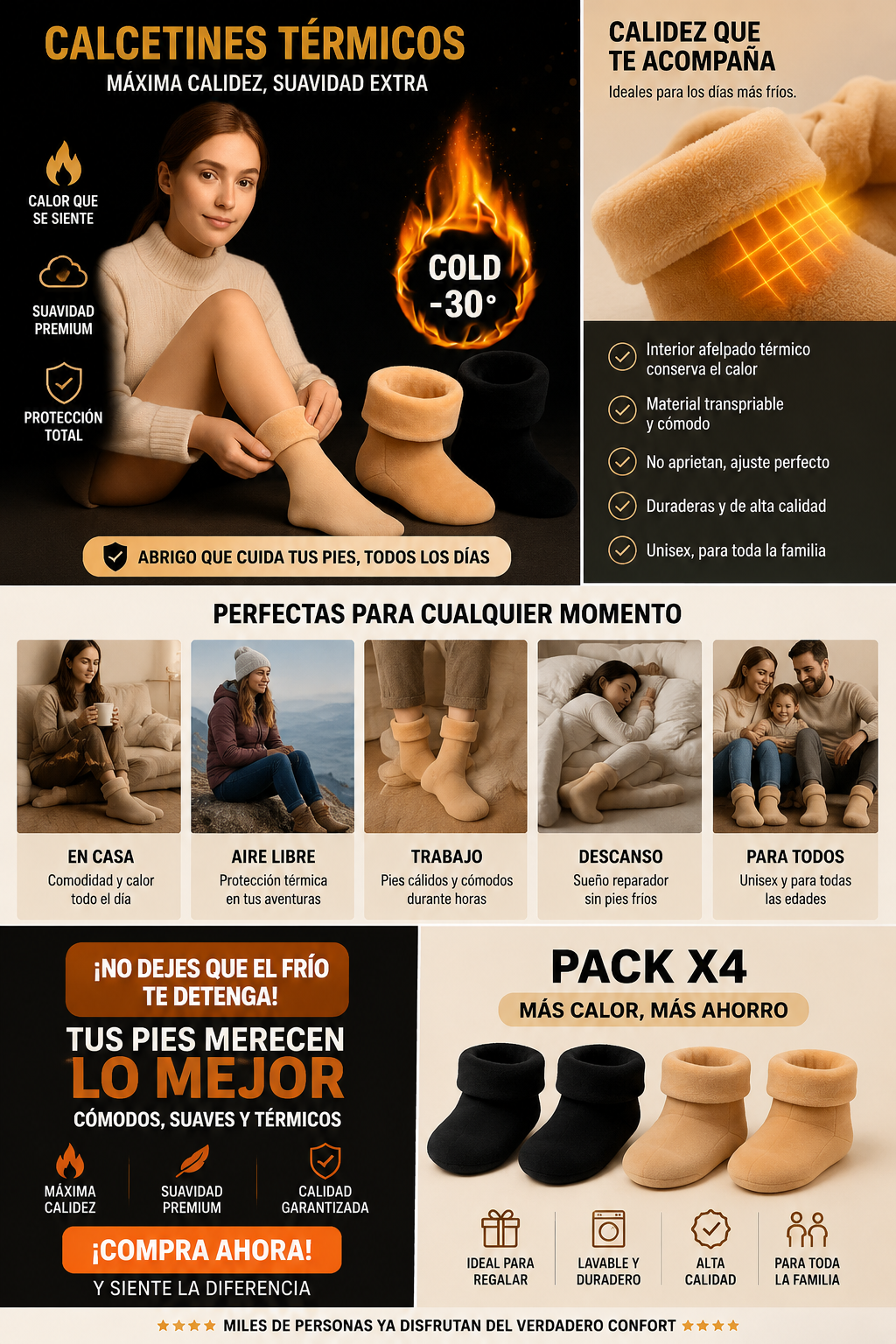 CALCETAS TERMICAS PACK X4🧦✨