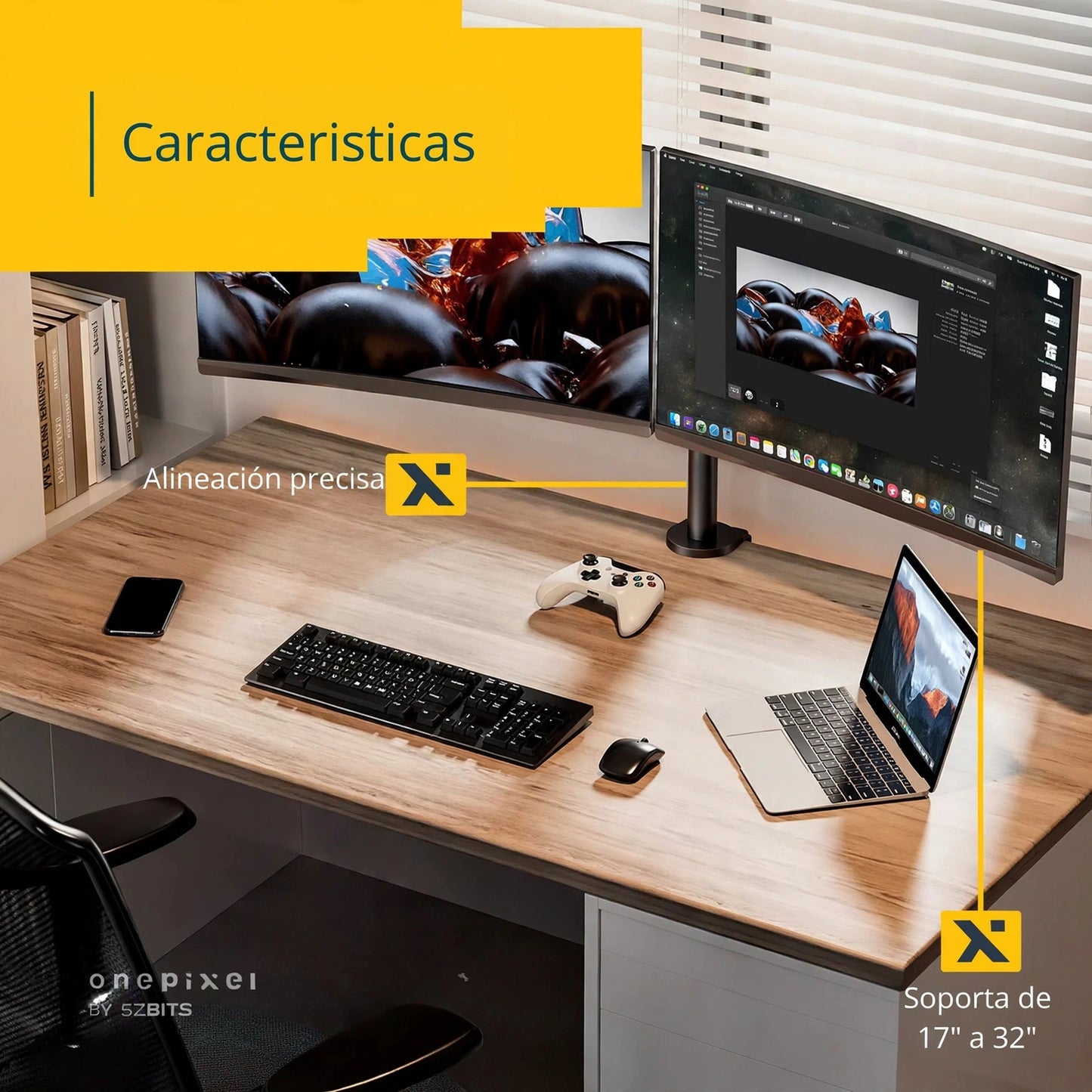 SOPORTE DOBLE MONITOR AJUSTABLE.
